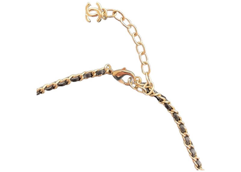 Lookbook 香奈兒圓形雙C標誌頸鍊 金/白 (ABA006)