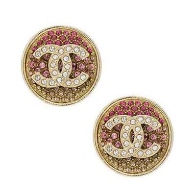 Chanel Round CC Logo Earrings Pink (ABA407)