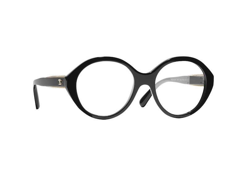 Chanel Round Eyeglasses 51mm Black/Gold (3459 C622)