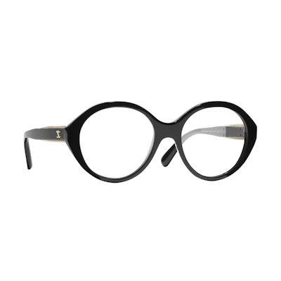 Chanel Round Eyeglasses 51mm Black/Gold (3459 C622)