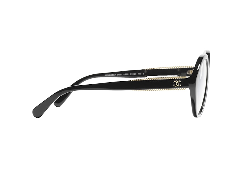 Chanel Round Eyeglasses 51mm Black/Gold (3459 C622) 圖 3