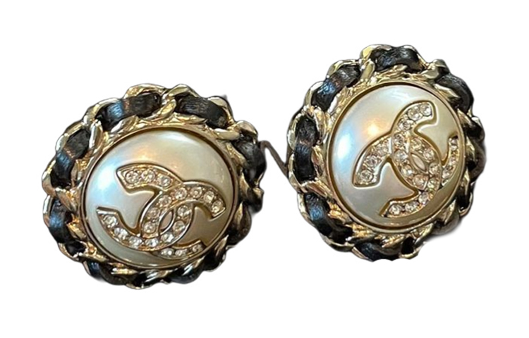 CHANEL Round Rhinestone Metal Pearl Earrings. AB4721-B06655-NF372 圖 2