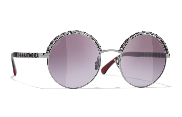 CHANEL Round Sunglasses Silver/Red with Red Gradient Lenses CH4265Q-C108S1