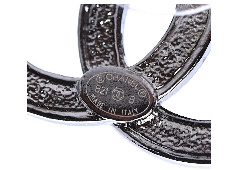 Chanel Ruthenium Crystal CC Earrings Silver 圖 3