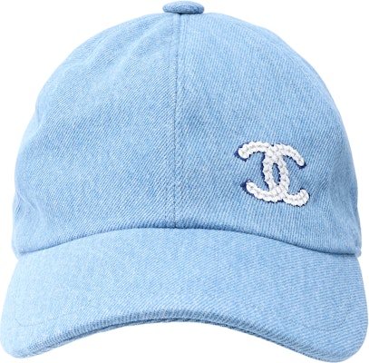 CHANEL Sequin Double-C Logo Cotton Baseball Cap Unisex Blue AA8087 Lookbook CHANEL Sequin Double-C Logo Cotton Baseball Cap Unisex Blue AA8087