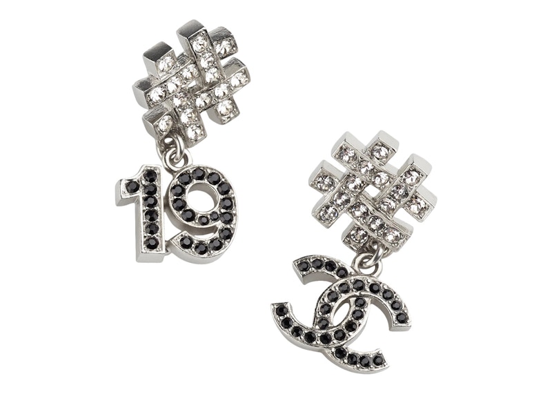 Chanel Silver/Diamond Earrings AB8972 Silver/Black