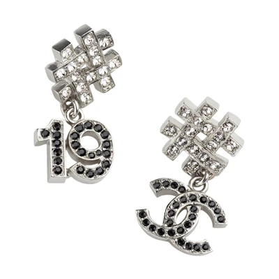 Chanel Silver/Diamond Earrings AB8972 Silver/Black