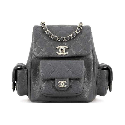 Chanel Small Duma 23K Grained Calfskin Backpack Dark Grey (AS4399)