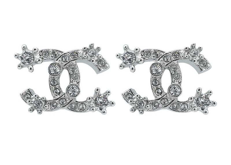 Chanel Snowflake CC Logo Earrings Silver (ABA435)