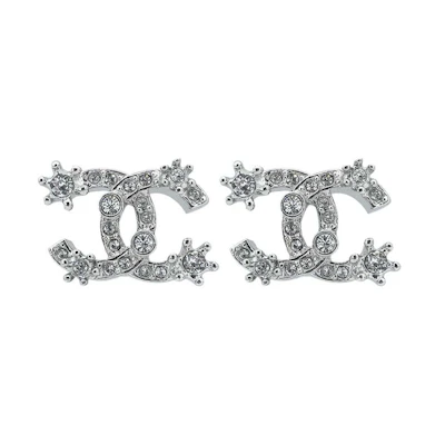 Chanel Snowflake CC Logo Earrings Silver (ABA435)