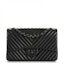 Buy Chanel So Black Classic Double Flap Chevron Lambskin Jumbo Black