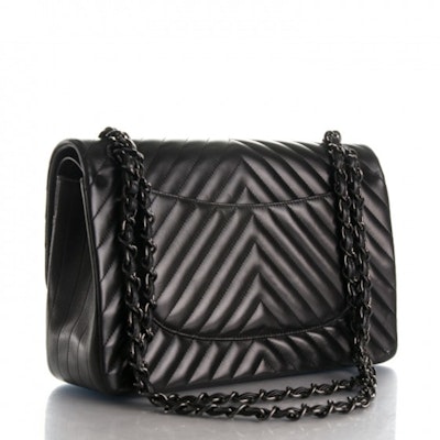Chanel So Black Classic Double Flap Chevron Lambskin Jumbo Black Order Chanel So Black Classic Double Flap Chevron Lambskin Jumbo Black