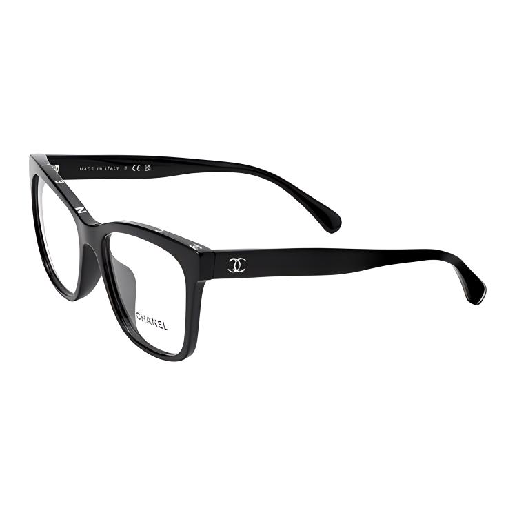 CHANEL Square Acetate Eyeglasses Black Unisex Optical Frame Asian Fit CH3392A-C501