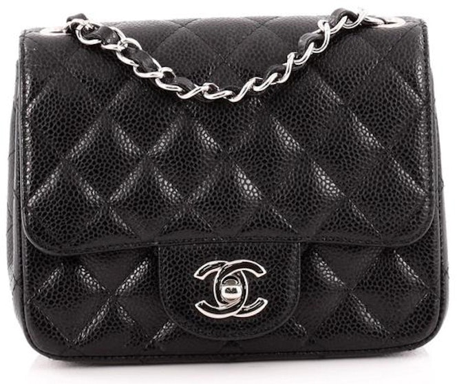 chanel-square-single-flap-quilted-diamond-mini-caviar-black