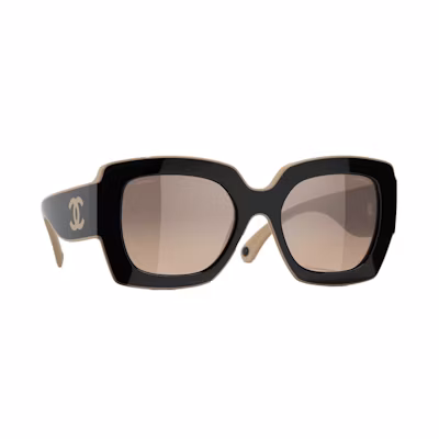 Chanel Square Sunglasses Black/Beige/Brown (6059 C534/43)