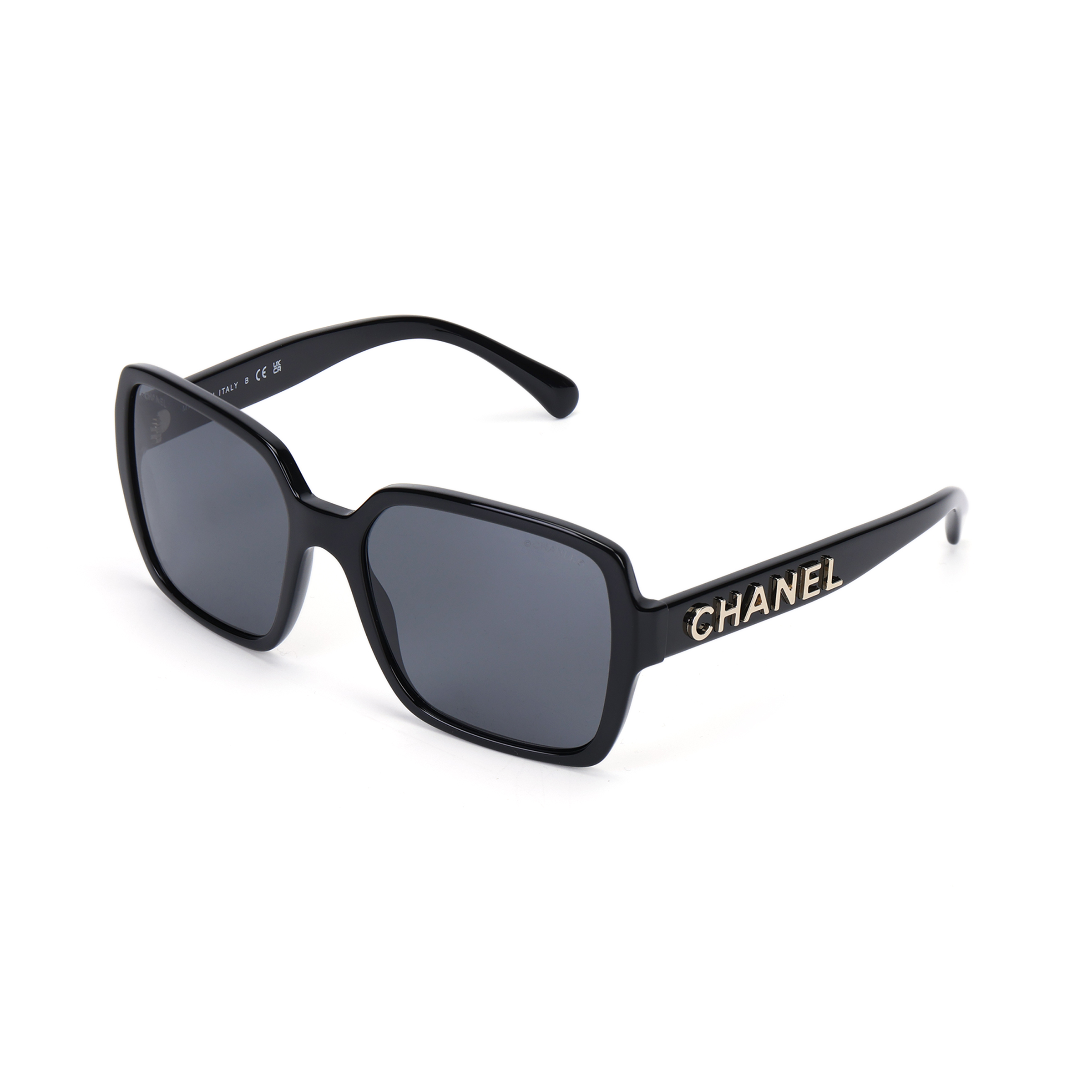 CHANEL Square Sunglasses Black Unisex with Logo Temples C622/S4,A71305-X08101-S2214