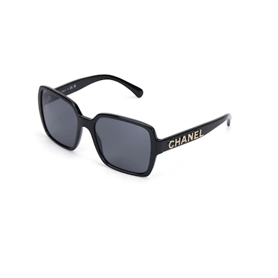 CHANEL Square Sunglasses Black Unisex with Logo Temples C622/S4,A71305-X08101-S2214