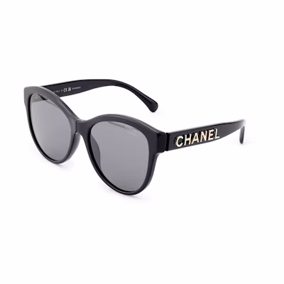 CHANEL Stylish Black Round Sunglasses Unisex Casual Eyewear CH5458C622T8