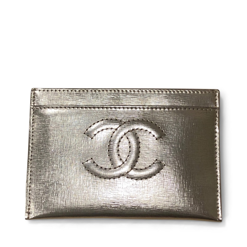 Chanel Timeless Card Holder Metallic Lambskin Silver