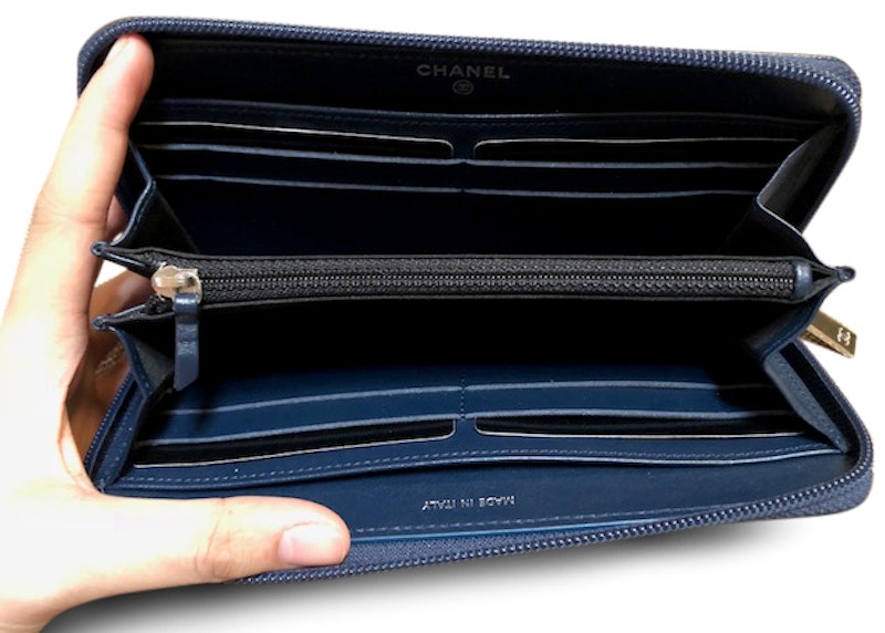 Chanel Timeless Zip Long Wallet Caviar Silver-tone Navy 圖 2
