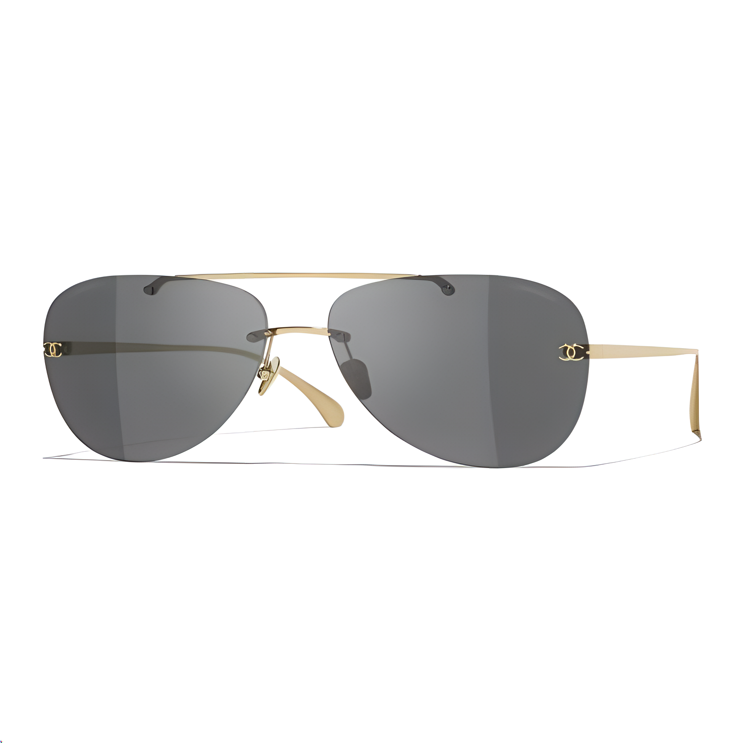 CHANEL Titanium Gold Pilot Sunglasses Unisex Logo Design Couple Style TC395/S4A71629X09950L9514