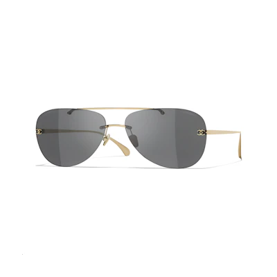 CHANEL Titanium Gold Pilot Sunglasses Unisex Logo Design Couple Style TC395/S4A71629X09950L9514