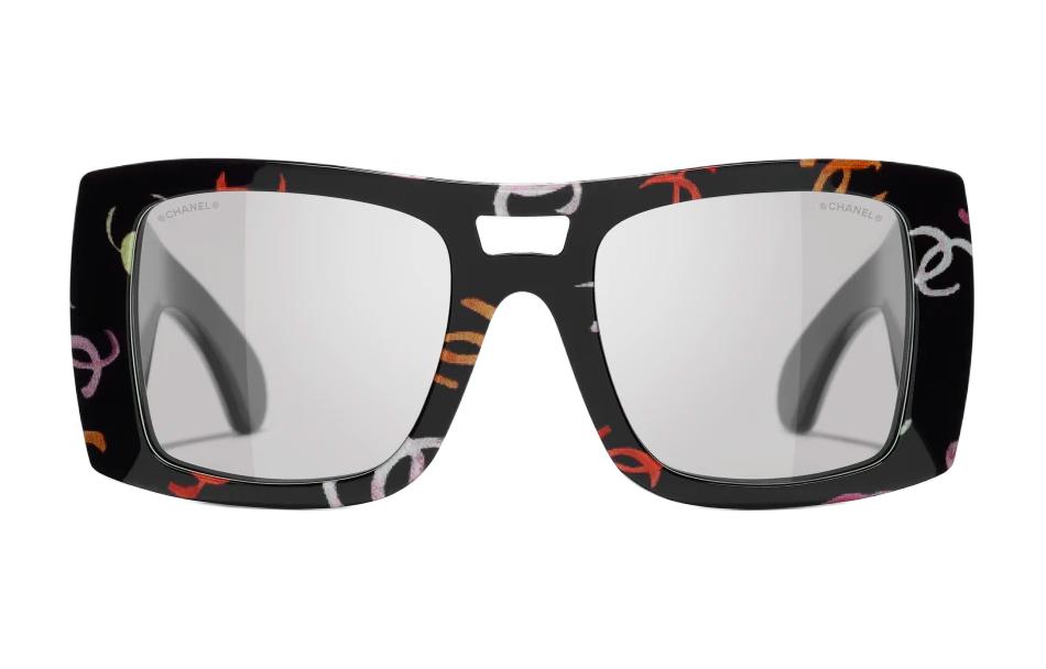 CHANEL Unisex Black Square Acetate Sunglasses with Decorative Frame. A71628X08101S8578 圖 2