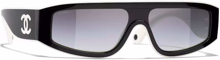 Shop CHANEL Gafas Unisex Irregulares de Acetato Negras con Detalle del Logo. CH6057-1656/S6