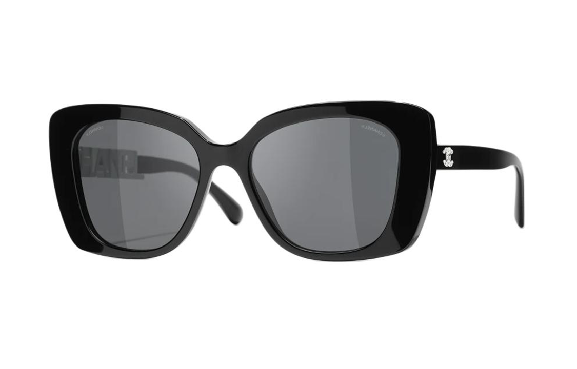 Order CHANEL Unisex Oversized Square Sunglasses with Logo Cutout in Black. CH5422B