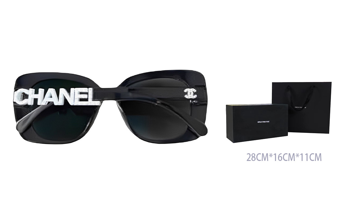 Shop CHANEL Unisex Oversized Square Sunglasses with Logo Cutout in Black. CH5422B