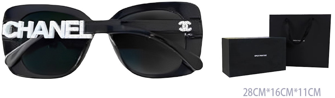 CHANEL Unisex Oversized Square Sunglasses with Logo Cutout in Black. CH5422B Shop CHANEL Unisex Oversized Square Sunglasses with Logo Cutout in Black. CH5422B