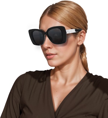 CHANEL Unisex Oversized Square Sunglasses with Logo Cutout in Black. CH5422B Purchase CHANEL Unisex Oversized Square Sunglasses with Logo Cutout in Black. CH5422B