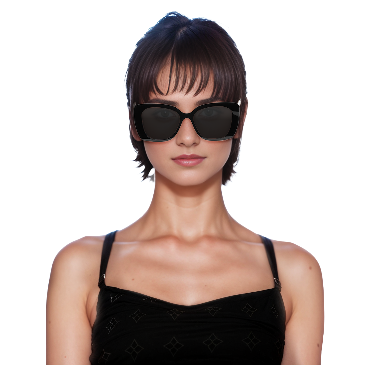 Details for CHANEL Unisex Oversized Square Sunglasses with Logo Cutout in Black. CH5422B