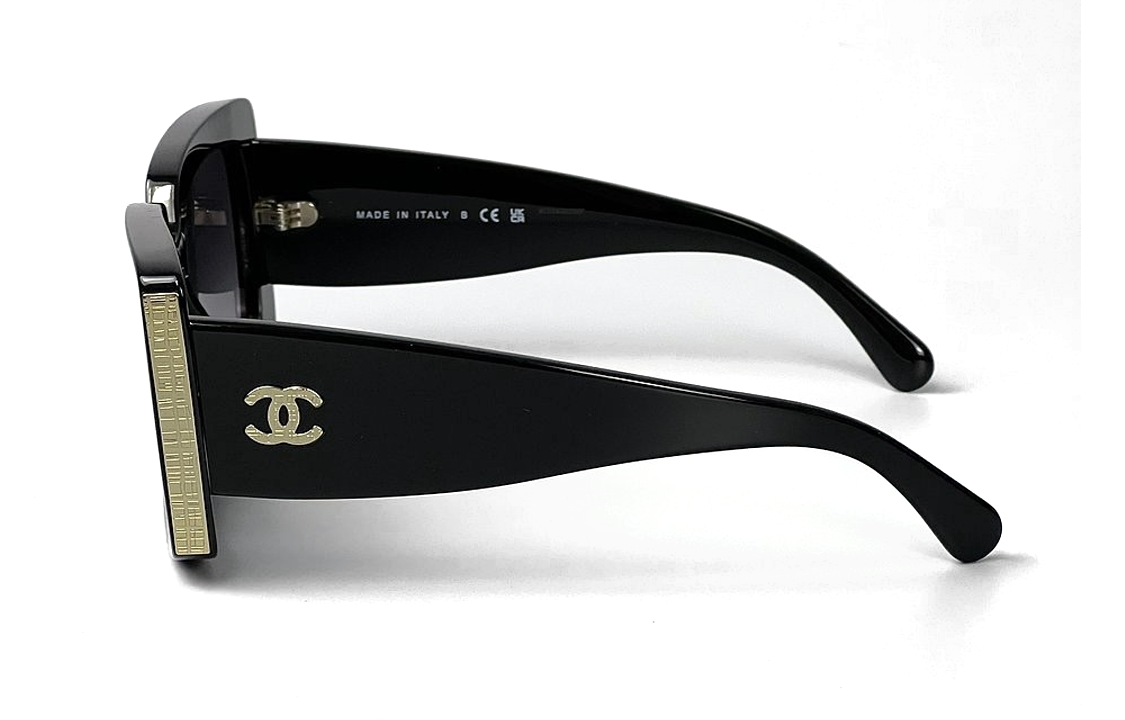 CHANEL Unisex Square Sunglasses Black Gold with Logo Accent CH5435-C622/S6 圖 4