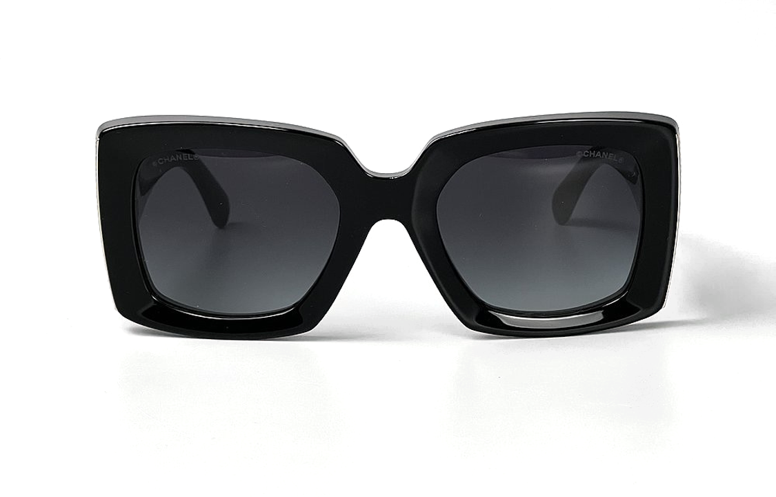 CHANEL Unisex Square Sunglasses Black Gold with Logo Accent CH5435-C622/S6 圖 5