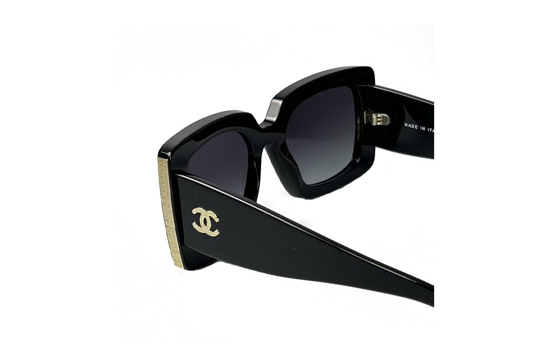 CHANEL Unisex Square Sunglasses Black Gold with Logo Accent CH5435-C622/S6 圖 6