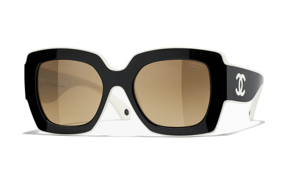 CHANEL Unisex Sunglasses Black with Two-Tone Irregular Design. CH6059-1656/M2 圖 2