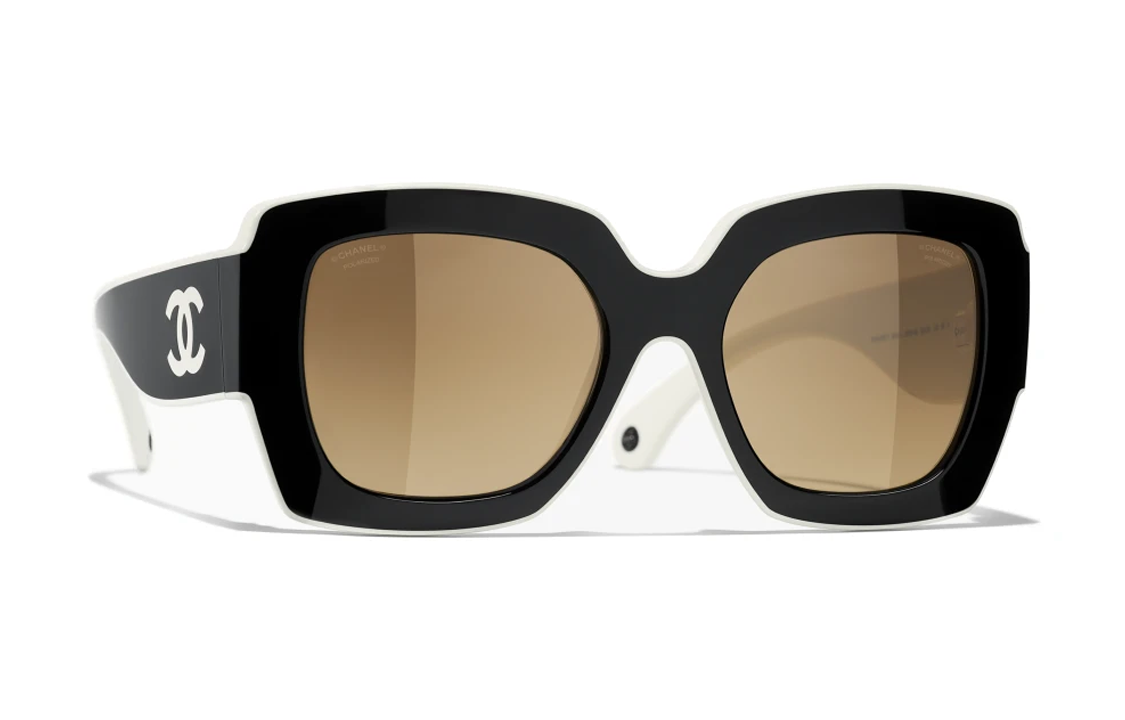 CHANEL Unisex Sunglasses Black with Two-Tone Irregular Design. CH6059-1656/M2 圖 3