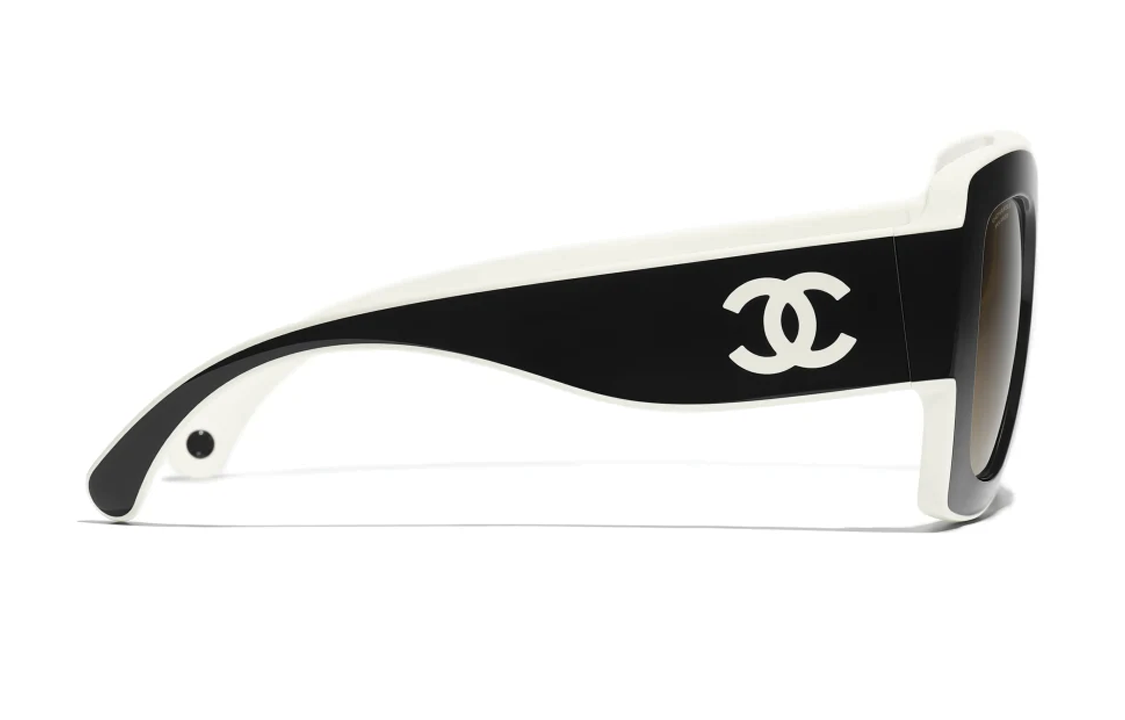 CHANEL Unisex Sunglasses Black with Two-Tone Irregular Design. CH6059-1656/M2 圖 5