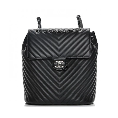 Chanel Urban Spirit Backpack Chevron Calfslkin Silver-tone Medium