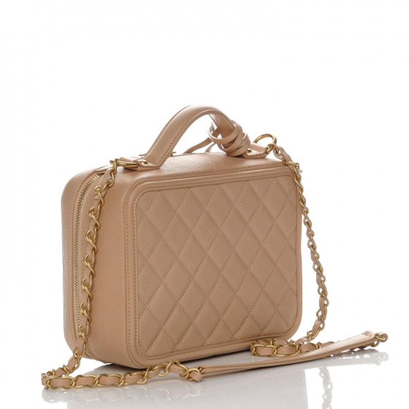 Chanel Vanity Case Diamond Quilted CC Filigree Medium Beige 圖 2