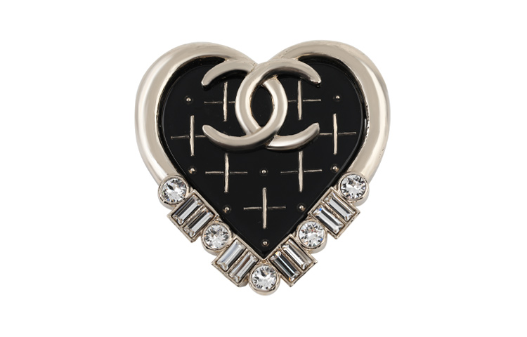 Chanel Vintage Double C Rhinestone Heart Brooch. AB6699-B06192-ND234 圖 3