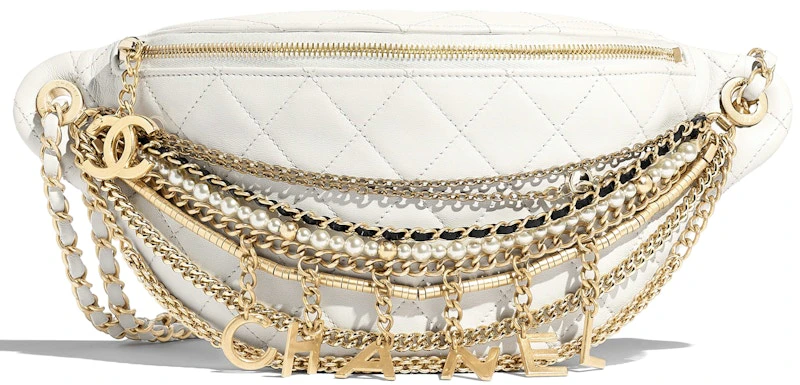 chanel-waist-bag-lambskin-quilted-gold-silver-tone-white