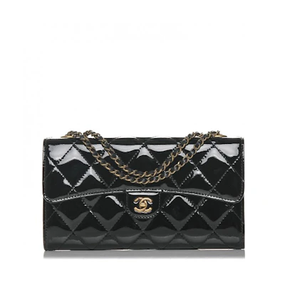 Chanel Wallet on Chain Eyelet Quilted Black