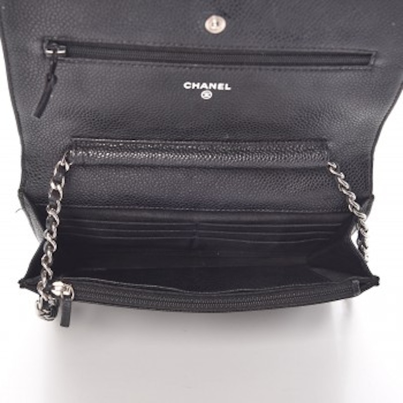 Lookbook 샤넬 캐비어 퀼팅 체인 지갑 (블랙) 
