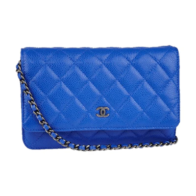 Chanel Wallet on Chain Quilted Caviar Ruthenium Blue