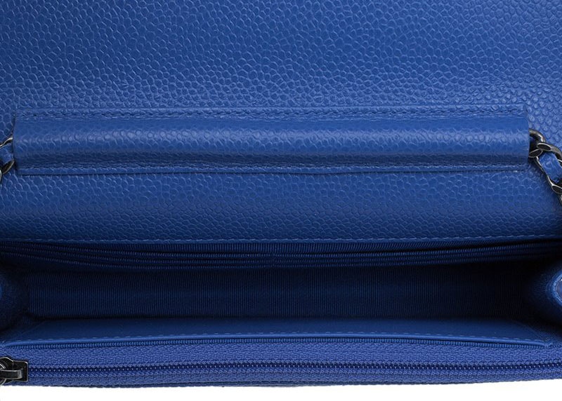 Chanel Wallet on Chain Quilted Caviar Ruthenium Blue 圖 3