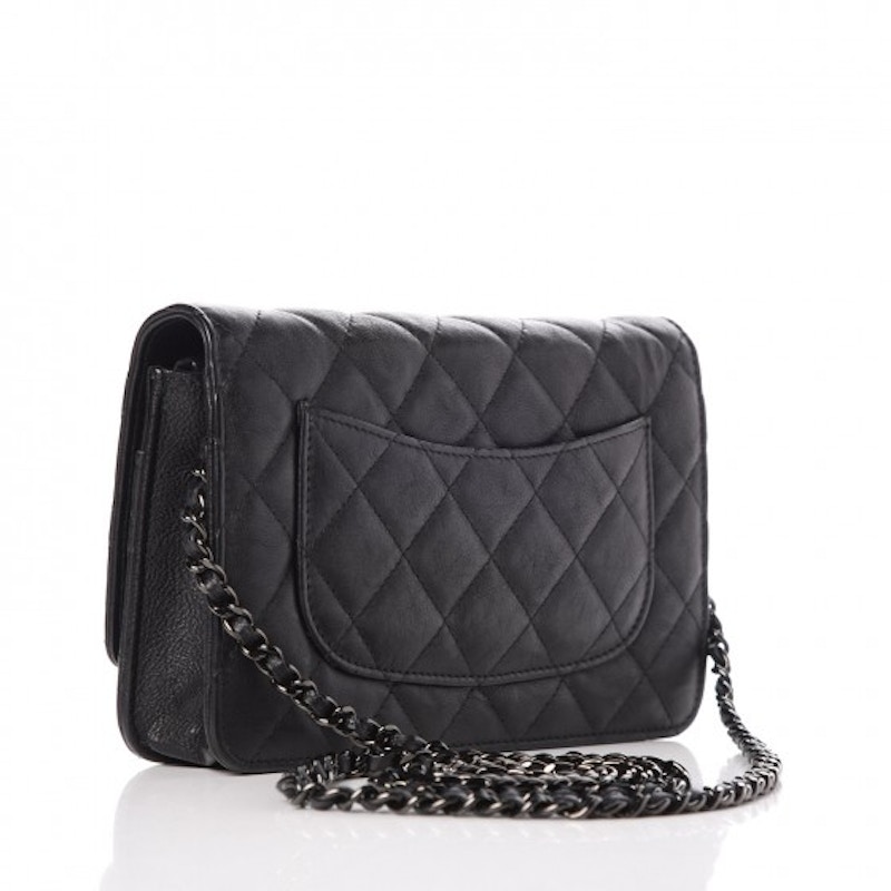 Chanel Wallet On Chain Quilted Crumpled Calfskin Black-tone So Black 圖 2