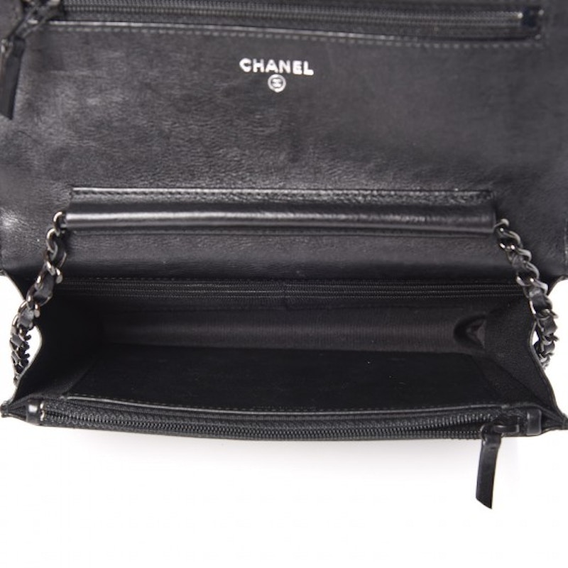 Chanel Wallet On Chain Quilted Crumpled Calfskin Black-tone So Black 圖 3