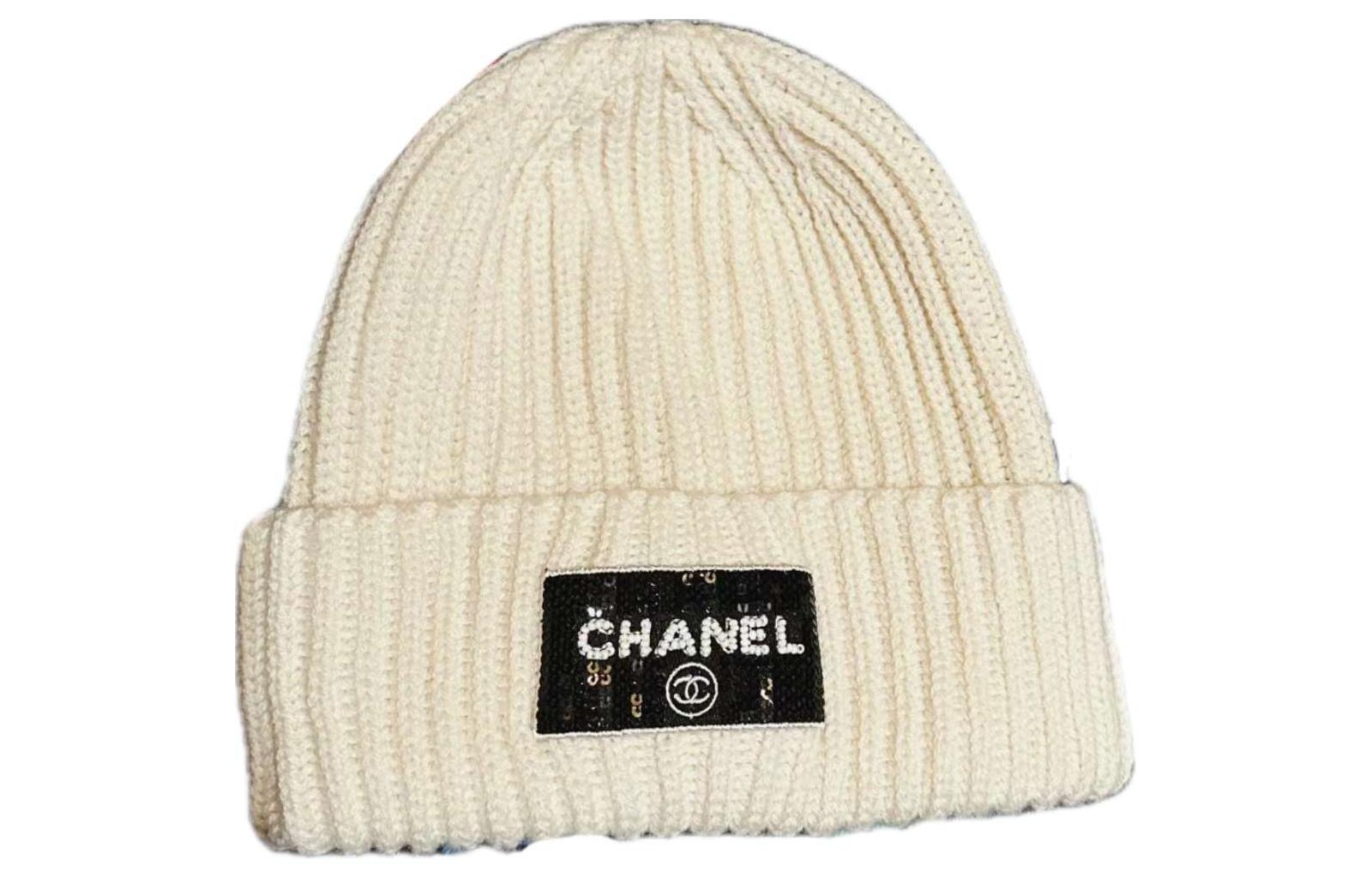 Order CHANEL Topi Beanie Cashmere Putih Unisex Gaya Pasangan dengan Desain Logo. AA9553B1372410800